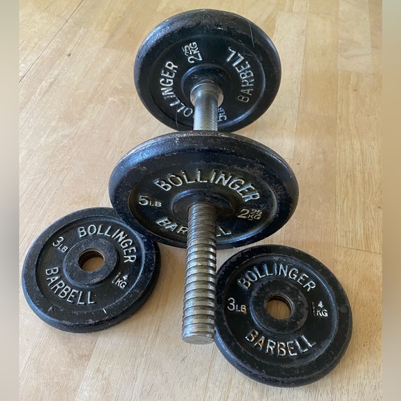 Vintage Bollinger barbell set. Two 5lbs and two 3lbs. - Picture 4 of 4